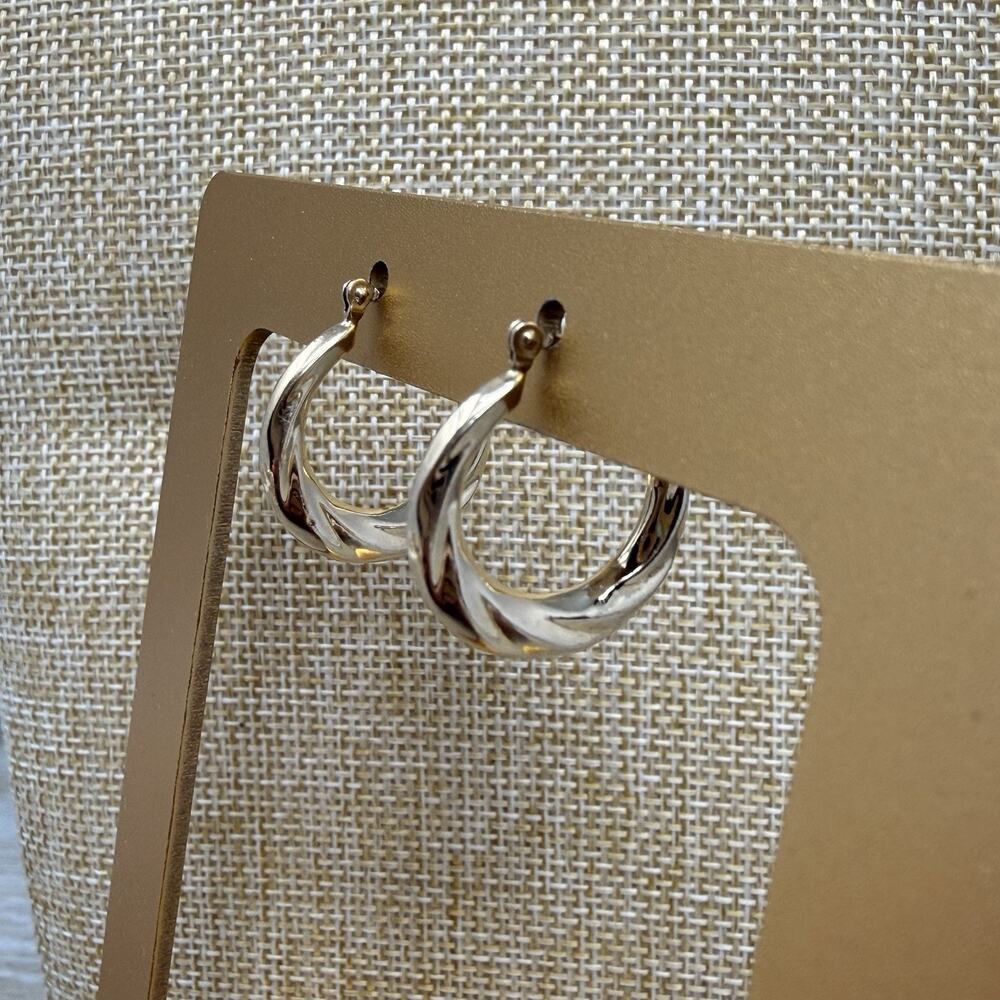 MA Israel 14K Yellow Gold Twist Hoop Earrings Michael Anthony 1.2 Grams - Picture 3 of 7